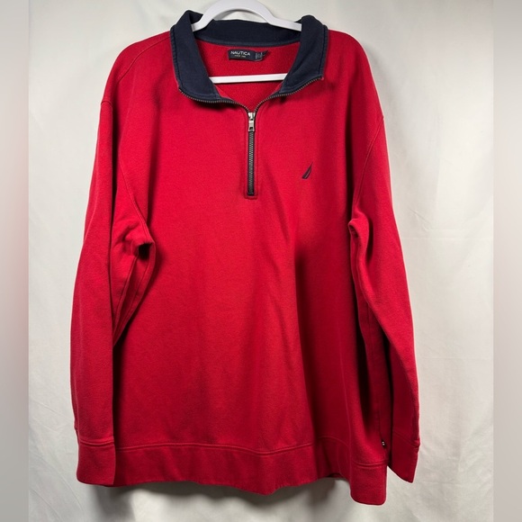 Nautica Men's Vintage Half-Zip Sweater Red 3XLT - Picture 1 of 5